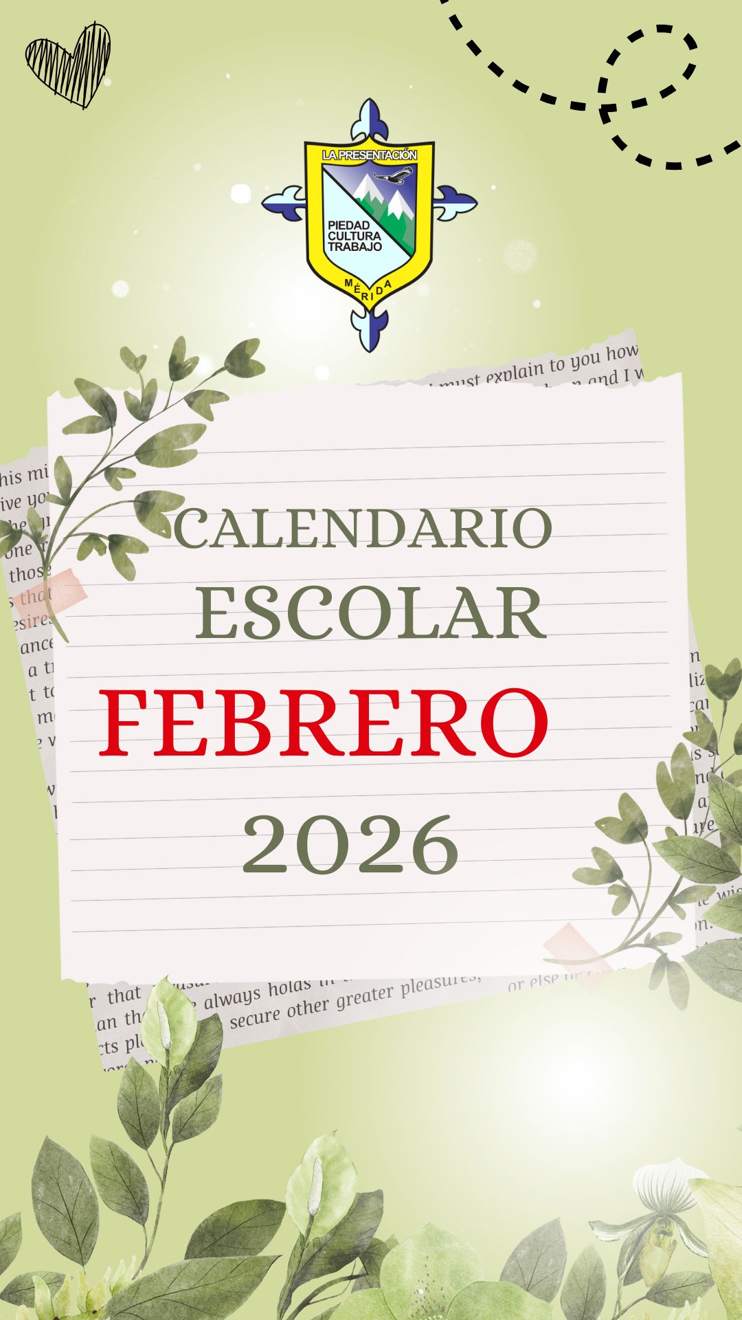 Calendario mes de Febrero
